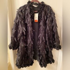 Zara Elegant Black Floral Embellished Jacket